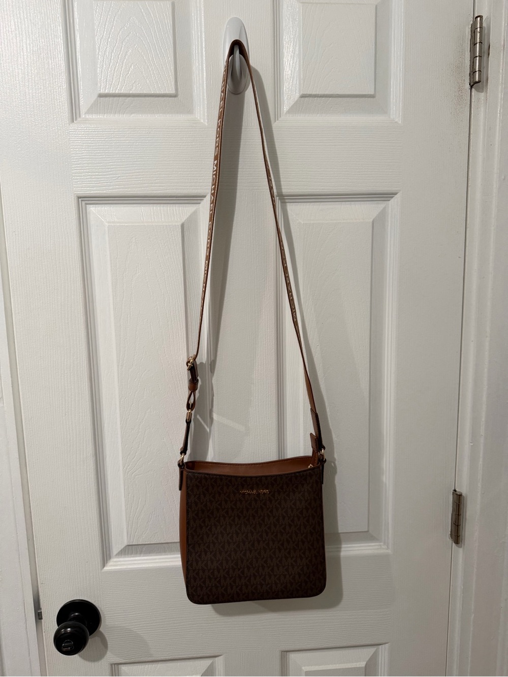 Michael Kors Brown Logo-Print Crossbody Bag